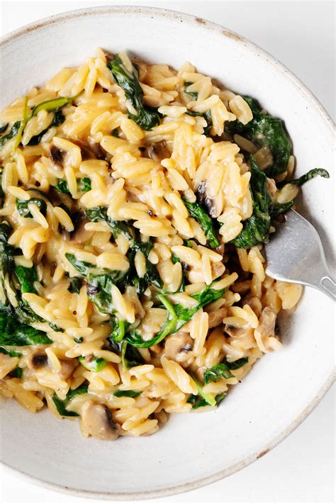 rozodo|Creamy Mushroom and Spinach Orzo (Risoni) (One Pot)